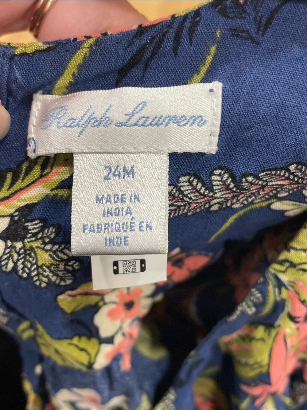 Ralph Lauren Navy Blue Floral Ruffled Romper